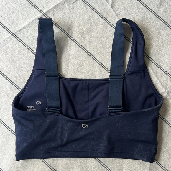 Navy Sports Bra adjustable straps & star pattern - size small - Picture 4 of 4